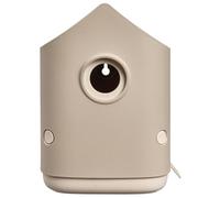 Elho Cosy Bird House 18cm - Bird Box for Garden - Suitable for more than 11 Species - 100% Recycled Plastic - L17.6 x W18 x H23 cm - Beige/Mushroom Beige