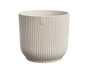 Elho Extra Large Round Planter 47x44cm Linen White Ribbed Watertight Indoor