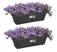 elho Green Basics Trough Allin 1 | Set of 2 Balcony Planters - Living Black