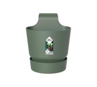 Elho Greenville Easy Hanger 19.5 Flower Pot for Balcony, 100% Recycled Plastic, Diameter 19.5 x Height 23.7 cm, Green/Leaf Green
