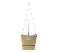 elho Greenville Hanging Basket 24 - Flower Pot for Balcony & Outdoor - 100% Recycled Plastic - Ø 23.5 x H 20.5 cm - Beige/Golden Sand
