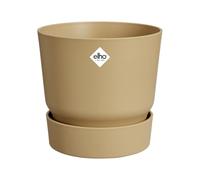 elho Greenville Round 25 - Plant Pot for Indoor & Outdoor - 100% Recycled Plastic - Ø 24.5 x H 23.3 cm - Beige/Golden Sand
