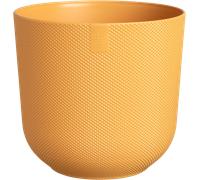 elho Jazz Round 35cm Flower Pot - Large Indoor Plant Pot - 100% Recycled Plastic - Unique Structure - Ø 34.5 x H 32.2 cm - Yellow/Amber Yellow