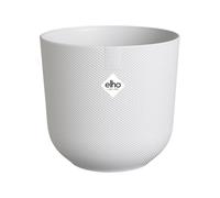 elho Jazz Round 35cm Flower Pot - Large Indoor Plant Pot - 100% Recycled Plastic - Unique Structure - Ø 34.5 x H 32.2 cm - White/Silky White