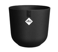 elho Jazz Round 35cm Flower Pot - Large Indoor Plant Pot - 100% Recycled Plastic - Unique Structure - Ø 34.5 x H 32.2 cm - Black/Living Black