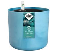 elho The Ocean Collection Round 22 with Self-Watering Insert - Flowerpot with watering insert - 100% Recycled Plastic - Ø 22.3 x H 20.4 cm - Blue/Atlantic Blue
