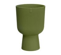 Elho Vibes Fold Pedestal Style Planter Pot 14cm Fern Green Plastic Flower Pot with Ribbed Design for Indoor Use