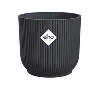 elho Vibes Fold Round 16 - Flower Pot from 100% Recycled Plastic - Indoor Plant Pot - Ø 16.1 x H 14.8 cm - Black/Anthracite