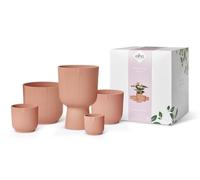 elho Vibes Fold Round Gift Set - Plant Pots Indoor - 100% Recycled Plastic - Set of 5 - Ø 7, 9, 11, 14 & 14 cm - Pink/Delicate Pink
