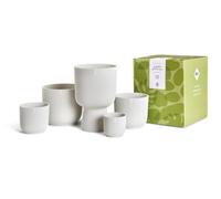 elho Vibes Fold Round Gift Set - Plant Pots Indoor - 100% Recycled Plastic - Set of 5 - Ø 7, 9, 11, 14 & 14 cm - White/Silky White