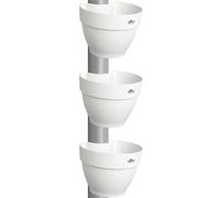 elho Vibia Campana Drainpipe Clicker 40 - Flower Pots for Outdoor - 100% Recycled Plastic - Set of 3 - Ø 21.6 x H 16.3 cm - White/Silky White