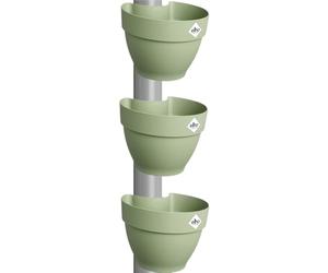 elho Vibia Campana Drainpipe Clicker 40 - Flower Pots for Outdoor - 100% Recycled Plastic - Set of 3 - Ø 21.6 x H 16.3 cm - Green/Pistachio Green