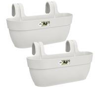 elho Vibia Campana Easy Hanger L - Planter for Balcony - 100% Recycled Plastic - Set of 2 - L46 x W24.1 x H26.5 cm - White/Silky White