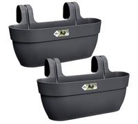 elho Vibia Campana Easy Hanger L - Planter for Balcony - 100% Recycled Plastic - Set of 2 - L46 x W24.1 x H26.5 cm - Black/Anthracite