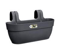elho Vibia Campana Easy Hanger L | Set of 2 Balcony Planters - Anthracite | L 45.5 x W 24.1 x H 22 cm | 2 Items Included | 100% Recycled Plastic