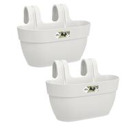elho Vibia Campana Easy Hanger M - Planter for Balcony - 100% Recycled Plastic - Set of 2 - L36.0 xW24.1 x H26.5 cm - White/Silky White