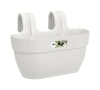 elho Vibia Campana Easy Hanger M | Set of 2 Balcony Planters - Silky White | L 24 x W 36 x H 30.5 cm | 2 Items Included | 100% Recycled Plastic