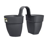 Elho Vibia Campana Flower Twin 21 Planter for Balcony and Outdoor Use Diameter 20.5 x H 26.5 cm Anthracite