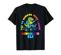 Eli Schoolchild Personalized Back to School Dino Truck T-Shirt