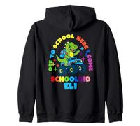 Eli Schoolchild personalized Back to School Dino Truck Zip Hoodie
