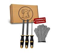 Eli Set of 3 Wooden Files for Kids, Includes Protective Gloves, Wood Scraper, Wood Tools, Round, Semicircle, Flat, Woodworking, Children's Tool