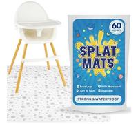 Eli with Love 60 Pack Splat Mats - Extra Large 49"x49" Disposable 100% Waterproof Baby Splat Mat for Under High Chair - Plastic Mat Liner for Floor - Protect from Spills & Mess (Boho)