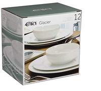 Elia Glacier Bone China 12 Piece Dinner Set, Gift Boxed