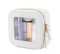 Eliaukly Small Makeup Bag,Cute Cosmetic Bag Coin Purse Lipsticks Pouch with Zipper for Women Girls Makeup Essentials Accessories, Clear White, 3.54*2.36*4.33inch, Half Moon Cosmetic Bag