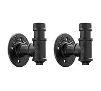 Elibbren 2 Pack Vintage Bathroom Robe and Towel Wall Hooks for Hanging, Rustic Style Industrial Iron Pipe Coat Hook Wall Mounted Heavy Duty Farmhouse DIY, Mounting Hardware Included