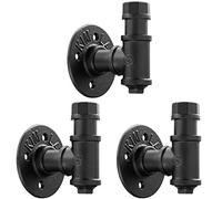 Elibbren 3 Pack Rustic Style Industrial Iron Pipe Coat Towel Holder Wall Hook for Hanging, Wall Mounted Vintage Robe Clothes Hanger Heavy Duty Farmhouse,Mounting Hardware Included Black