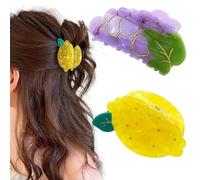ELICNA 2 PCS Fruit Grape Shaped Hair Claw Clip, Lemon Hair Clip, Fashion Summer Beach Medium Hair Claw Clips Strong Hold Hair Jaw Clips, Ponytail Holder Decor Hair Accessories for Women Girls