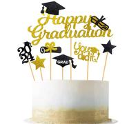 Elicola Happy Graduation Cake Toppers Graduation Cupcake Toppers You Did It Glitter for Class of 2024 Prom Party Supplies Decorations