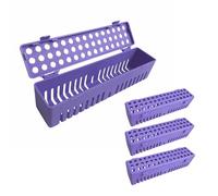 ELICTECH Dental Autoclave Sterilization Cassettes Box Rack Dental Instrument Cassette Rack Plastic Sterilizing Tray Dental Tool for Dental, Medical Tool, Tattoo, Nail (Upgrade Version- 4*Purple)