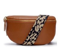 Elie Beaumont Women's Sling Bag Tan with Leopard Strap Elie Beaumont Tan One Size