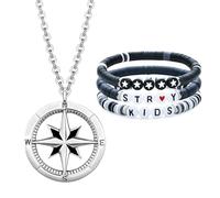Elie&Eason 2 Pack Kpop Stray Kids Merch Bracelets, Stray Kids Charm Silicone Bracelets, Stray Kid Necklace, SKZoo Necklace for Girls, STRAY Fans Gifts for Men women Girls Boys