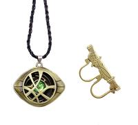 Elie&Eason Doctor Strange Necklace & Ring Set, Eye of Agamotto Pendant, Unisex, Bronze, Alloy, Marvel Fans, Ages 8+, Necklace