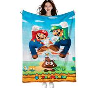 Elie&Eason Mario Blanket, Mario Fleece Blanket, Super Bro Flannel Throw Super Soft Multipurpose for Travel Bed Sofa Office Knee Pad for Fans Adults