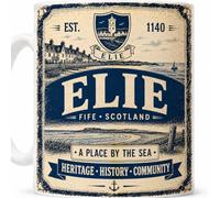 Elie Fife Scotland Ceramic Mug, Vintage Coastal Design