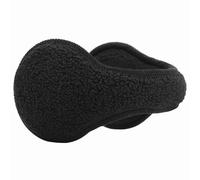 Eliewai Men Ear Muffs for Winter Adjustable & Foldable Big Size Earmuffs Faux Berber Fleece Outdoor Women Ear muff, Black, big size