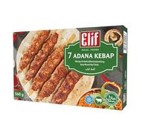 Elif Adana Kebab 560g | 7 Spicy Minced Beef Sticks | Netherland Frozen Halal Foods | Halal Dishes on The Table with Ease | Stone Oven Baked Ready Meals (Adana Kebab 560g, 1 Pack)