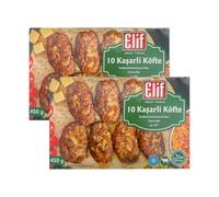Elif Cheese Kofte 450G 10 Meat Balls With Cheddar, Beef Preparation With Cheese Kofta Heat And Eat Frozen Kebab Product Of Turkey Pack Of 2