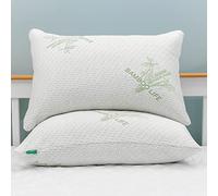 Elif Home Goods 2 Pack King Size Rayon Made from Bamboo Pillow, Shredded Memory Foam Bed Pillows Sets for Side, Back and Stomach Sleepers, Washable Cover, Cooling and Adjustable, King (Pack of 2)