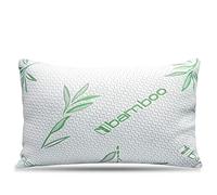 Elif Home Goods Queen Size Bamboo Pillow, Memory Foam Pillows for Sleeping, Adjustable Bamboo Pillow Set for Back, Stomach, Side Sleeper - Washable and Removable Case, Queen (Pack of 1)
