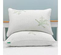 Elif Home Goods Queen Size Bamboo Pillow - Premium Bamboo, Cooling Shredded Memory Foam Pillow with Washable, Removable Pillow Case, Adjustable, Queen (Pack of 1)
