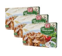 Elif Meat Doner 450g | Pre-Cut Grilled Beef Kebab | Netherland Frozen Halal Foods | Halal Dishes on The Table with Ease | Stone Oven Baked Ready Meals (Meat Doner 450g, 3 Pack)