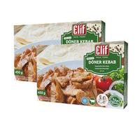 Elif Meat Doner 450g | Pre-Cut Grilled Beef Kebab | Netherland Frozen Halal Foods | Halal Dishes on The Table with Ease | Stone Oven Baked Ready Meals (Meat Doner 450g, 2 Pack)