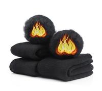 ElifeAcc Thermal Socks Soft Brushed Merino Wool Blend Breathable and Warm Winter Socks for Casual Outdoor Activities Suitable for Men&Women UK3-10（W Black3）