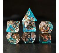 Elifel D&D Dice Set Octopus Resin Sharp Edge 7pcs Handmade DND Dice for Polyhedral Dungeons and Dragons MTG RPG Ttrpg Pathfinder Roleplaying D and D D20 D12 D10 D8 D6 D4