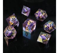 Elifel Iridescent Plating DND Handmade Dice 7PCS, D&D Resin Sharp Edge DND Die Set for Dungeons and Dragon Role Playing Tabletop Games with Gift Case