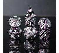 Elifel Metal DND Dice Set of 7 Metallic Glitter Stripe Heavy Solid D&D Dice Set for Dungeons and Dragon TTRPG Tabletop Role Playing Game